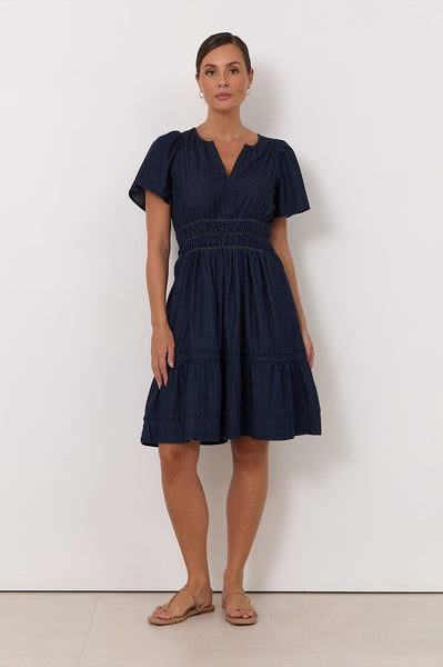 Eliana Lightweight Short Denim Dress in Denim
