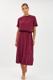 Kenna Cupro Bubble Skirt (Burgundy)