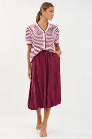 Kenna Cupro Bubble Skirt (Burgundy)
