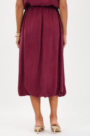 Kenna Cupro Bubble Skirt (Burgundy)