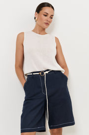 Beau Sleeveless Knit Top (White)