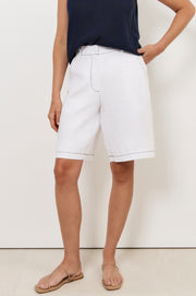 Heidi Contrast Stitch Bermuda Short (White)