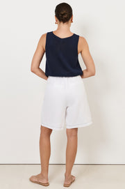 Heidi Contrast Stitch Bermuda Short (White)