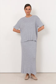 Shani Rib Knit Short Sleeve Top (Dove)