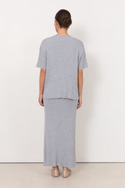 Shani Rib Knit Short Sleeve Top (Dove)