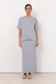 Shani Rib Knit Short Sleeve Top (Dove)