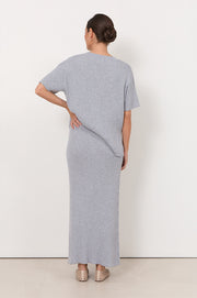 Taylor Rib Knit Midi Skirt (Dove)