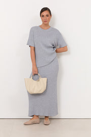 Taylor Rib Knit Midi Skirt (Dove)