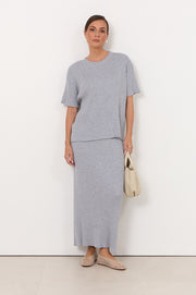 Taylor Rib Knit Midi Skirt (Dove)