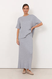 Taylor Rib Knit Midi Skirt (Dove)