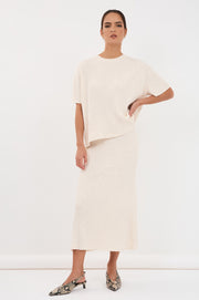 Taylor Rib Knit Midi Skirt (Oat)