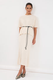 Taylor Rib Knit Midi Skirt (Oat)