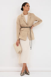 Taylor Rib Knit Midi Skirt (Oat)