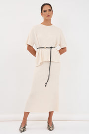 Taylor Rib Knit Midi Skirt (Oat)