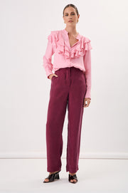 Micky Frilled Cupro Shirt (Pink)