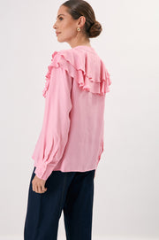 Micky Frilled Cupro Shirt (Pink)