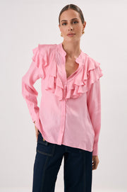 Micky Frilled Cupro Shirt (Pink)