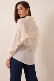 Wanda Embroidered Ramie Shirt (Cream)