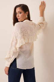 Wanda Embroidered Ramie Shirt (Cream)