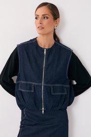 Cindy Zip Front Vest (Denim)