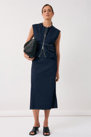 Cindy Zip Front Vest (Denim)