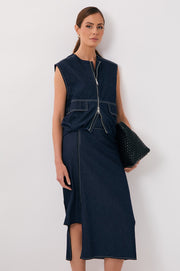 Cindy Zip Front Vest (Denim)
