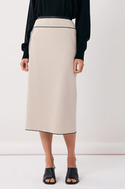 Yuliana Asymmetric Midi Skirt (Stone)