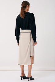 Yuliana Asymmetric Midi Skirt (Stone)