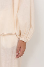 Rowe Boat Neck Linen Top (Champagne)
