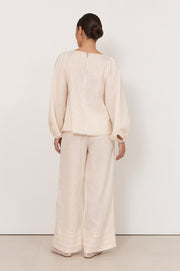 Rowe Boat Neck Linen Top (Champagne)