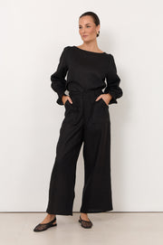 Gabriella Linen Pant (Black)