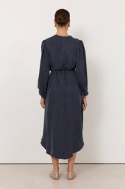 Cece Cupro Shirt Dress (Navy)