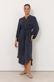 Cece Cupro Shirt Dress (Navy)