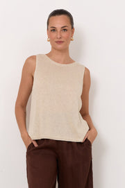 Beau Sleeveless Knit Top (Natural)