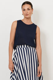 Beau Sleeveless Knit Top (Navy)