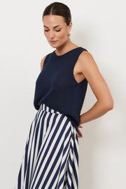 Beau Sleeveless Knit Top (Navy)
