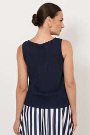 Beau Sleeveless Knit Top (Navy)