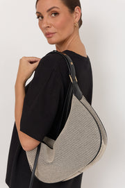 Canvas Weave Shoulder Bag (Black)