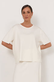 Rochelle Short Sleeve Knit Top (White)
