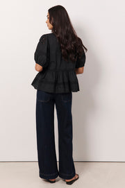 Ophelia Boho Peplum Top (Black)