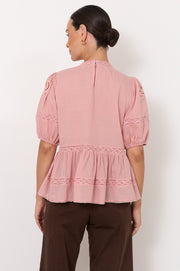 Ophelia Boho Peplum Top (Pink)