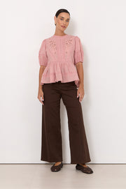 Ophelia Boho Peplum Top (Pink)