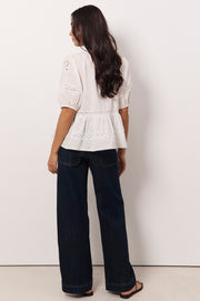 Ophelia Boho Peplum Top (White)