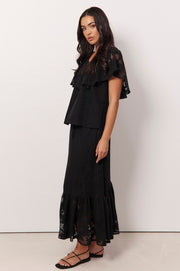 Ellis Midi Lace Skirt (Black)
