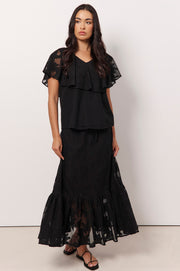 Ellis Midi Lace Skirt (Black)