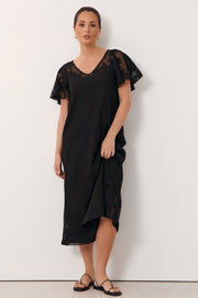 Harlow Midi Lace Dress (Black)