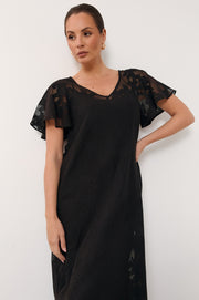 Harlow Midi Lace Dress (Black)