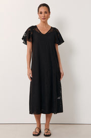 Harlow Midi Lace Dress (Black)