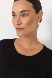 Trio Rows Mini Earrings (Silver)