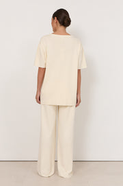 Rochelle Long Line Knit Top (Cream)